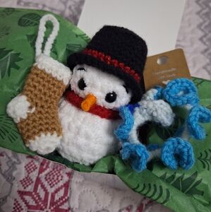 Handmade Holiday Snowman Crochet Bundle